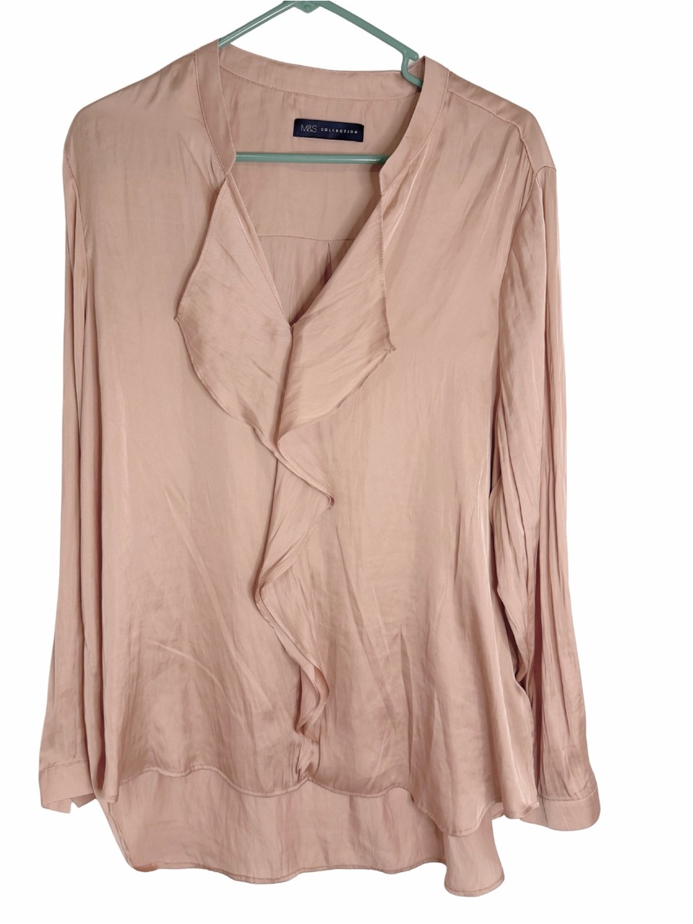 M & S Collection Long Sleeve Ruffle Front Blouse Size 22